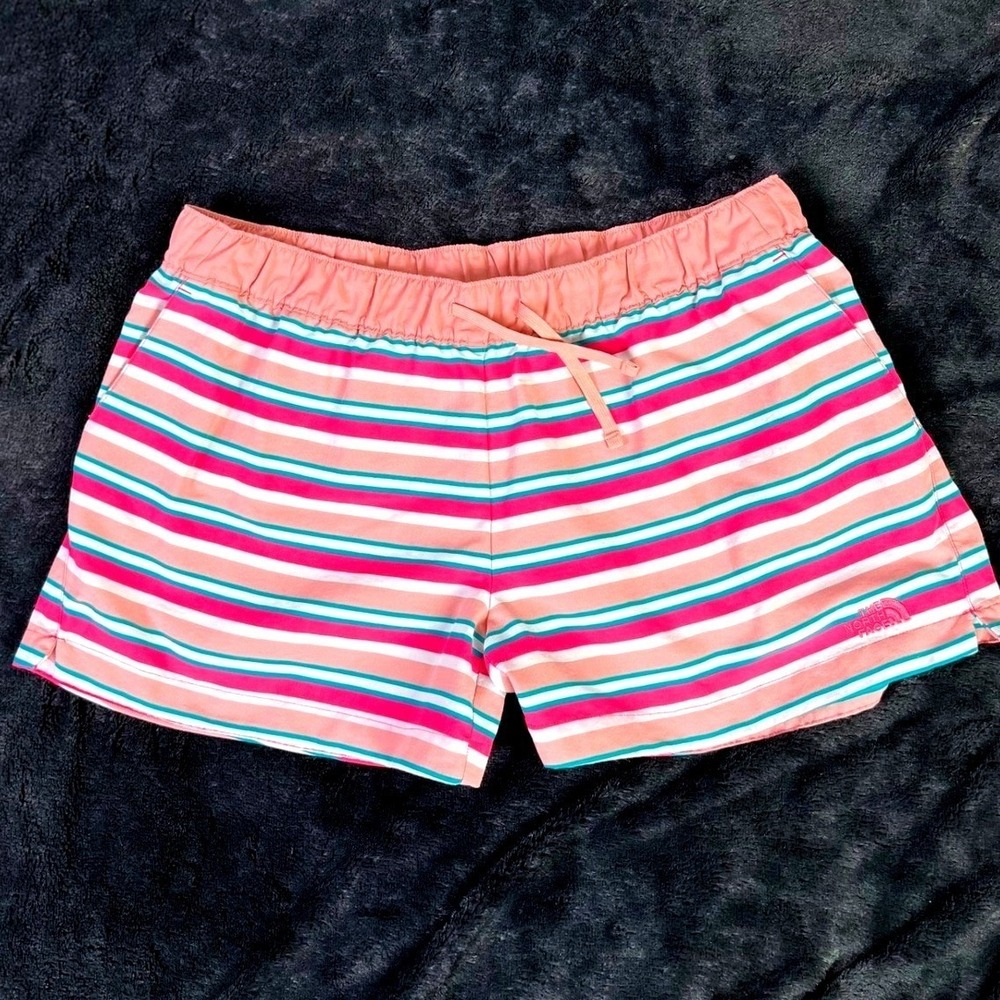 The North Face Retro Women's Athletic Shorts XL Pink Striped Activewear